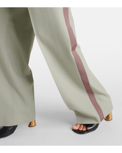 Dries Van Noten Green Mid-Rise Wool Straight Pants