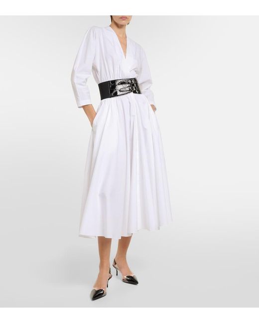 Alaïa White Belted Cotton Dress
