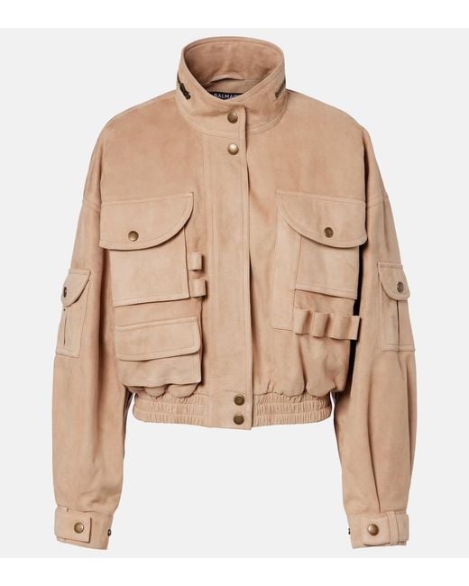 Balmain Natural Suede Bomber Jacket