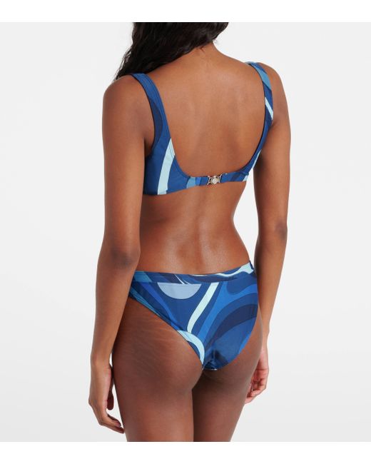 Emilio Pucci Blue Printed Bikini Top
