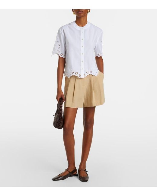 Veronica Beard Natural Gables Pleated Shorts