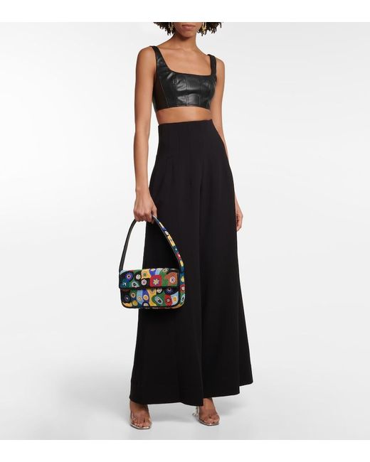 Staud Black Caleb High-Rise Wide-Leg Pants