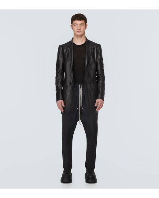 Rick Owens Black Oiled-Leather Blazer for men