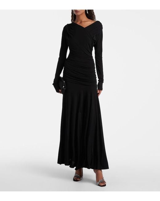 Ganni Black Ruched Maxi Dress