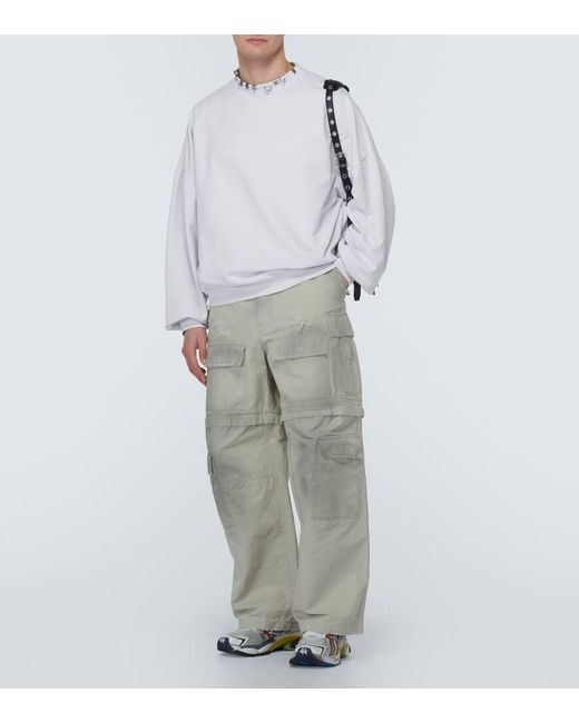 Pantaloni cargo convertibili in cotone ripstop di Balenciaga in Natural da Uomo