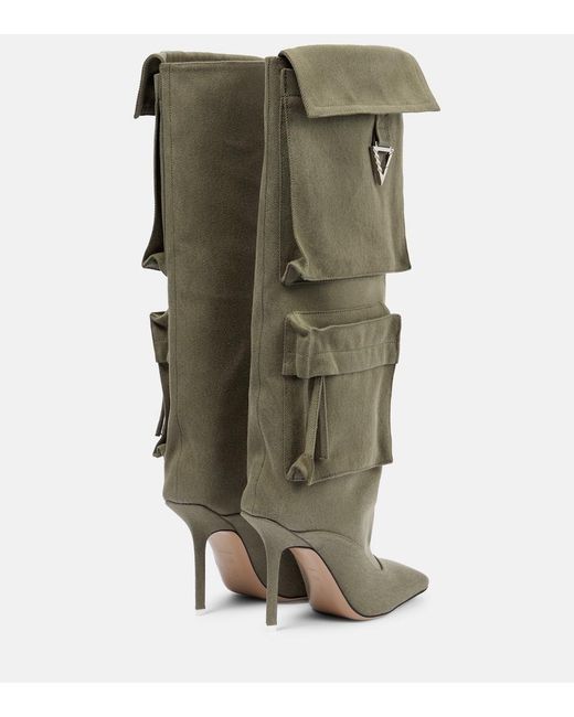 The Attico Green Sienna Canvas Knee-high Boots