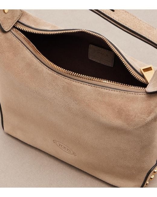 Tod's Brown Sacca Mini Suede Shoulder Bag