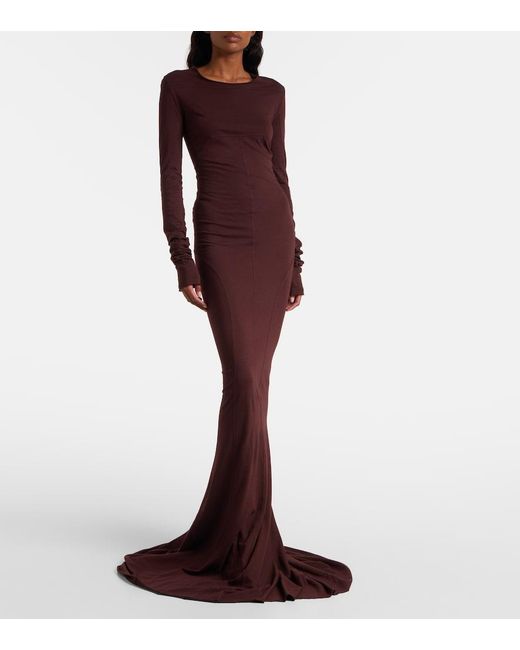 Rick Owens Purple Drkshdw Simple Edfu Cotton Jersey Maxi Dress