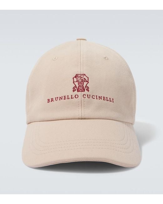 Brunello Cucinelli Natural Logo Cotton Canvas Baseball Cap for men