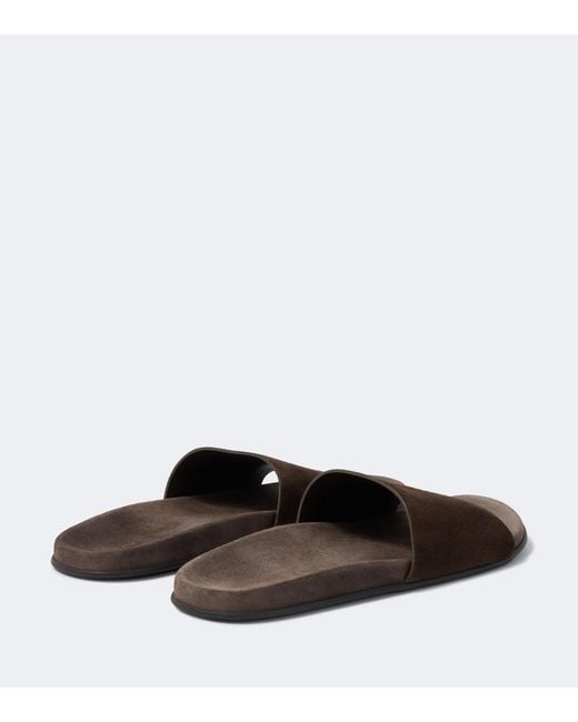 The Row Brown Hugh Suede Slides for men