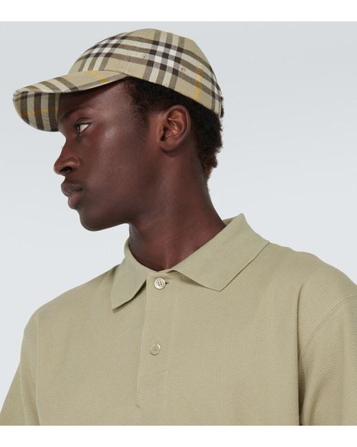 Burberry Metallic Check Cotton Baseball Cap for men