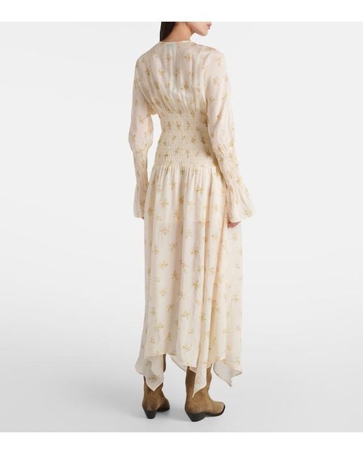 Ganni Natural Dress With Floral Pattern