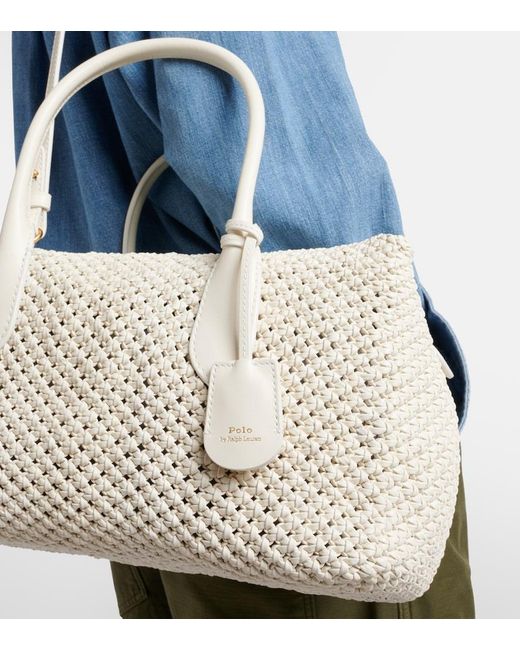 Polo Ralph Lauren Metallic Bellport Woven Leather Tote Bag