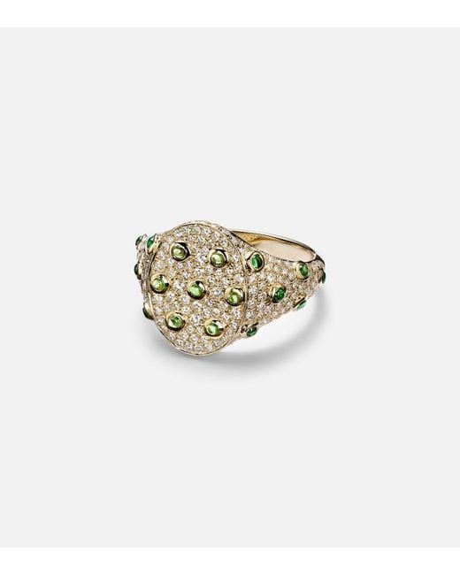 Yvonne Léon White 9Kt Ring With Diamonds And Tsavorites