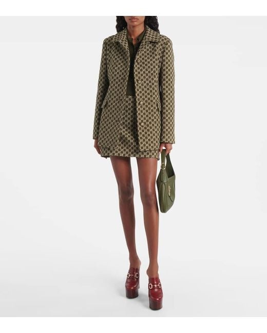 Gucci Green Gg Tweed Blazer
