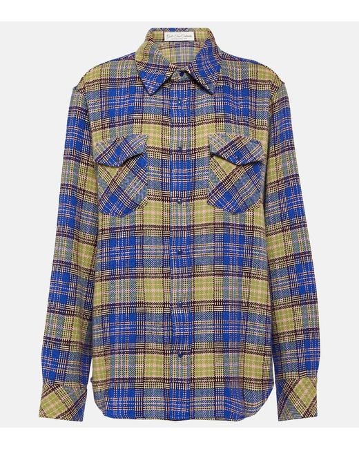 God's True Cashmere Blue Tartan Cashmere Shirt