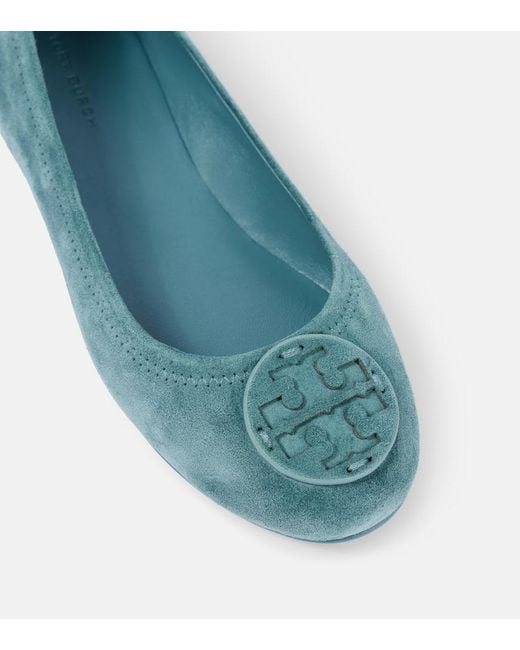 Tory Burch Blue Minnie Ballet Flats