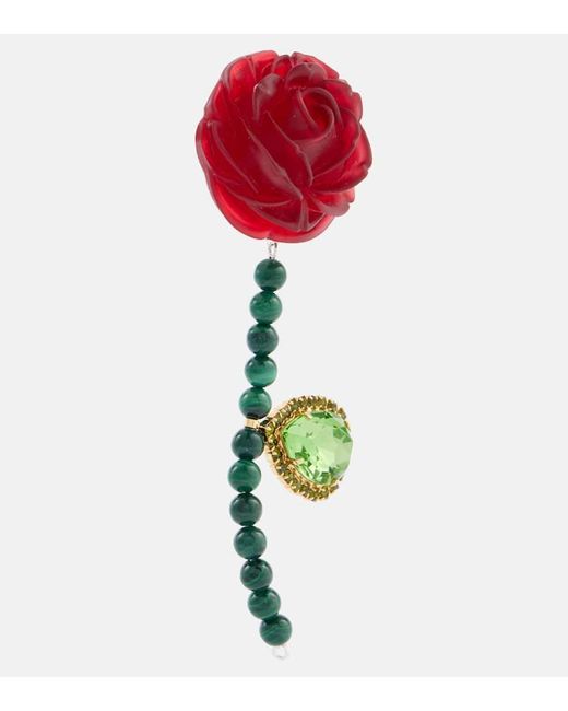 Magda Butrym Red Embellished Sterling Drop Earrings