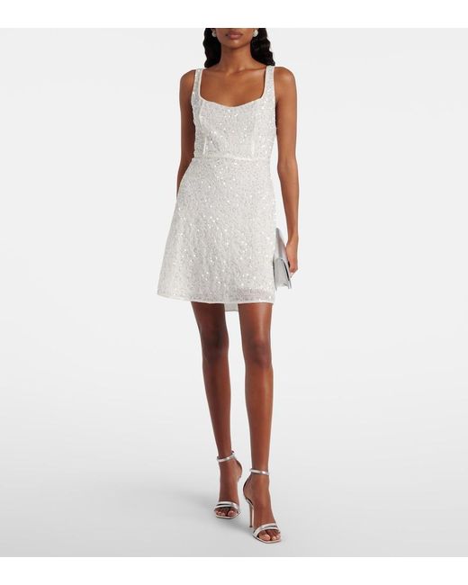 Rixo White Ronan Sequined Minidress