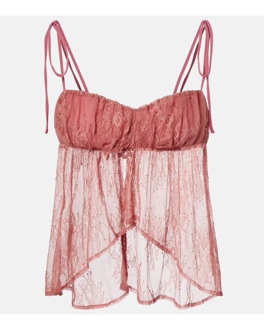 Bananhot Red Kendall Lace Crop Top