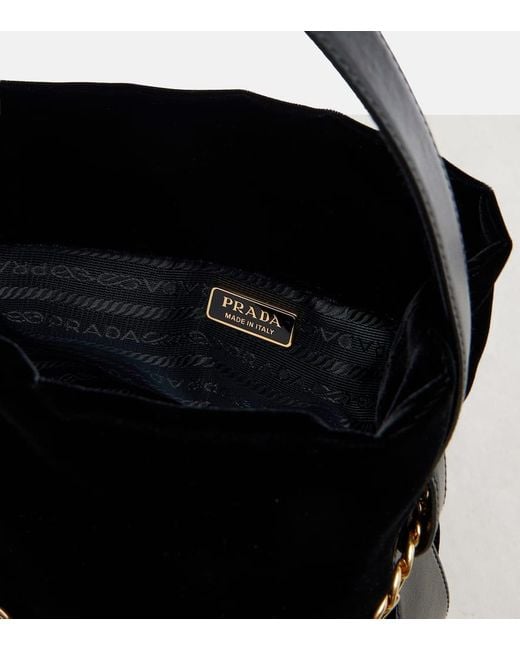 Prada Black Petit Sac Noir Velvet Bucket Bag