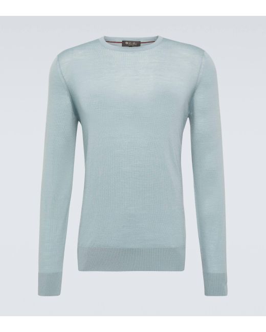 Loro Piana Blue Virgin Wool Sweater for men