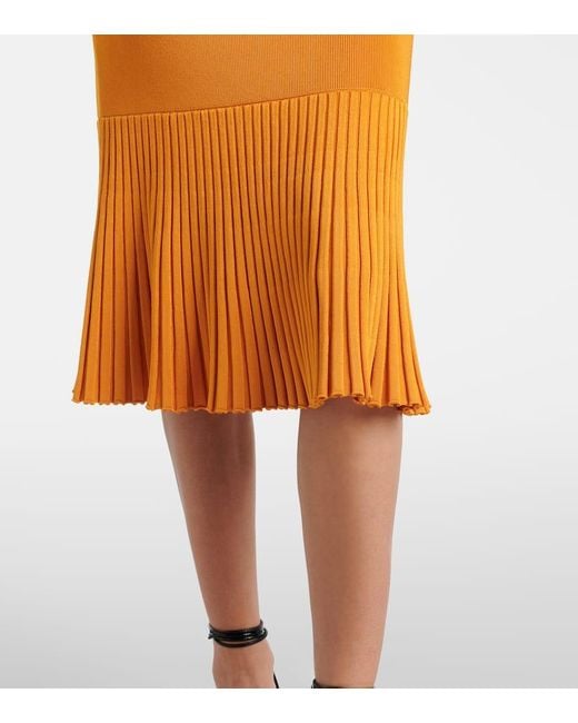 Galvan Yellow Atalanta Knitted Midi Dress