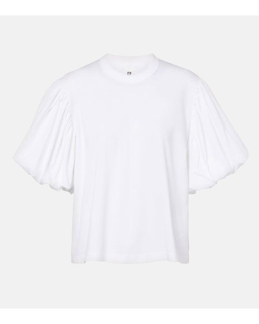 Noir Kei Ninomiya White Puff-Sleeve Cotton Jersey T-Shirt