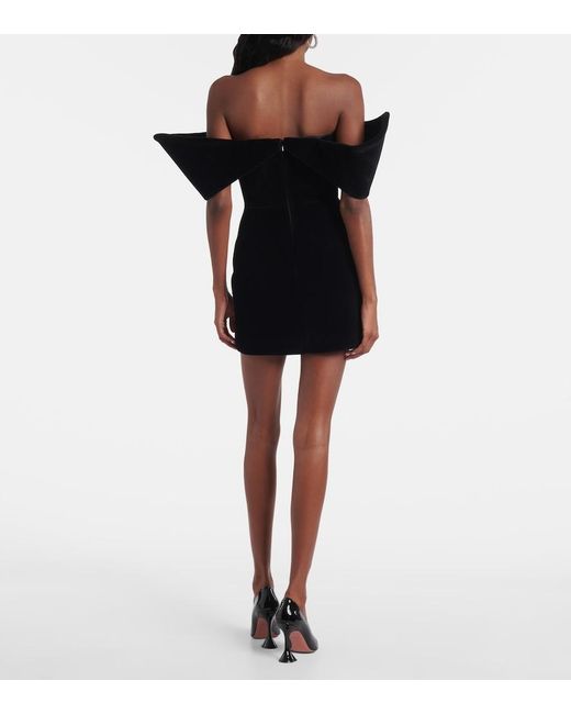 David Koma Black Off-Shoulder Velvet Minidress