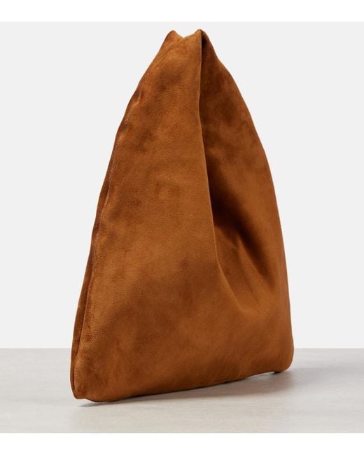 The Row Brown Bindle Small Suede Tote Bag