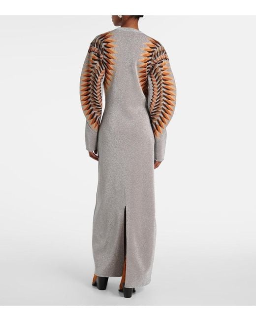 Rabanne White Lame Jacquard Maxi Dress