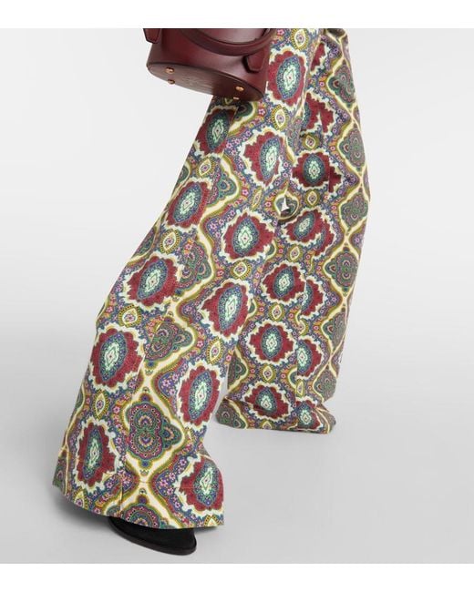 Etro Multicolor Printed High-Rise Wide-Leg Jeans