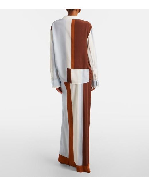 Sir Brown Striped Silk Maxi Skirt
