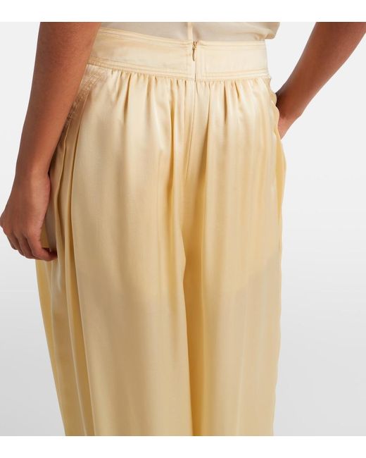 Zimmermann Natural Como Silk Satin Tapered Pants