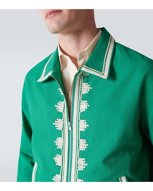 Chaqueta Ripple de algodon bordada Bode de hombre de color Green