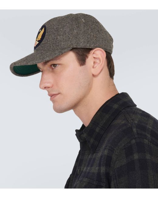 RRL Gray Patched Wool-blend Baseball Cap for men