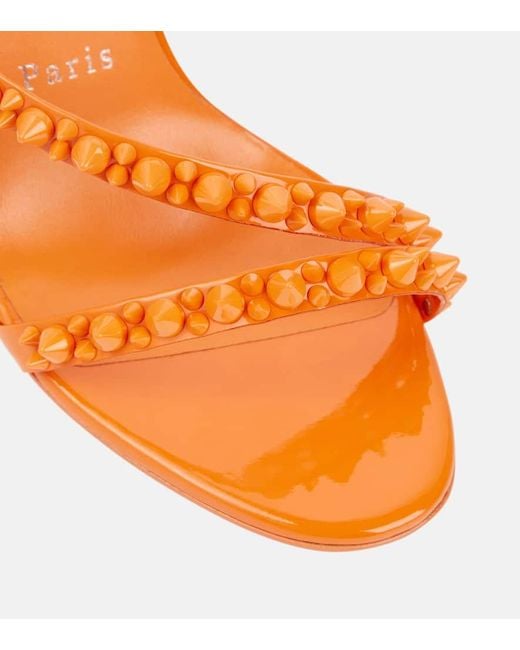 Christian Louboutin Mafaldina Spikes 100 Leather Sandals in Orange