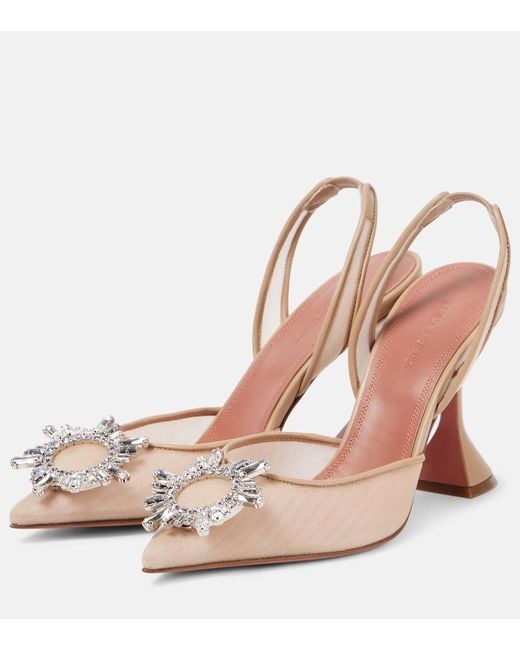 AMINA MUADDI Pink Begum 95 Mesh Slingback Pumps