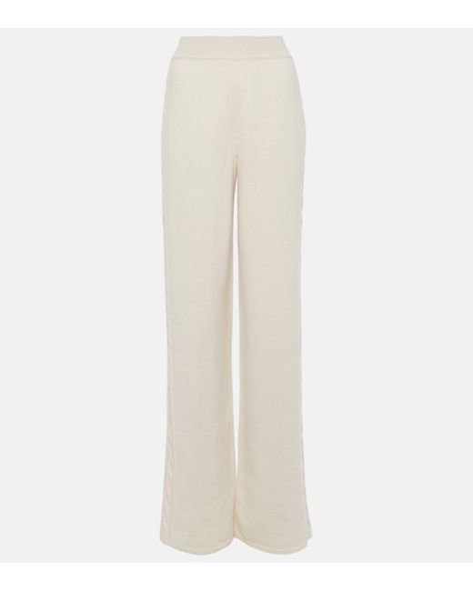 Pantalon ample Napier a taille haute en cachemire Loro Piana en coloris White