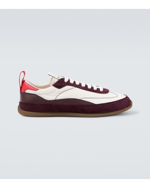 McQueen Red Ec1 Suede-Trimmed Leather Sneakers for men