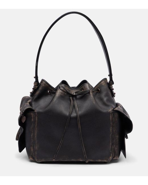 Acne Black Schultertasche Aus Leder