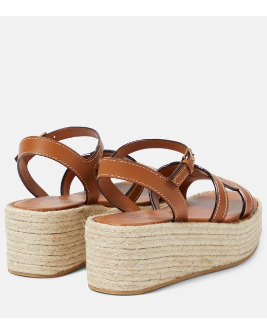 Tod's Brown Kate Leather Espadrille Wedges