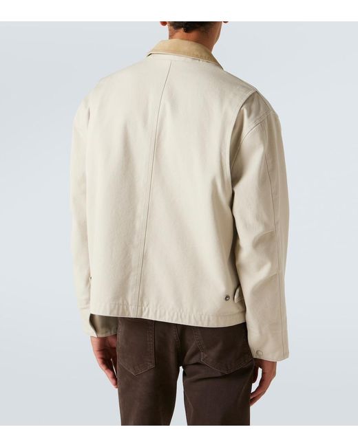Tom Ford White Suede-Trimmed Cotton Canvas Jacket for men