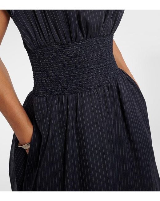 Vestido Midi De Algodon A Rayas Tory Burch de color Blue