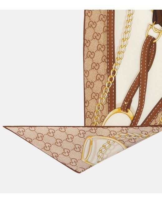 Gucci Metallic Gg Printed Reversible Silk Twill Scarf
