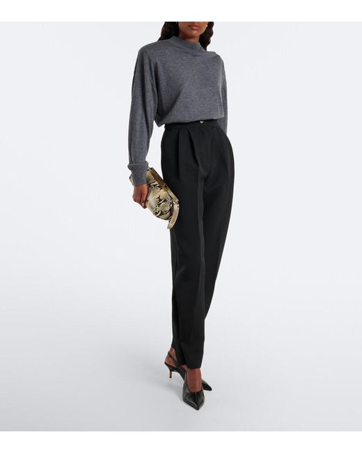 Frankie Shop Black Doyer Pleated Wide-Leg Pants