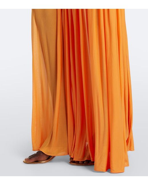 Christopher Esber Orange Orion Ruched Halterneck Gown