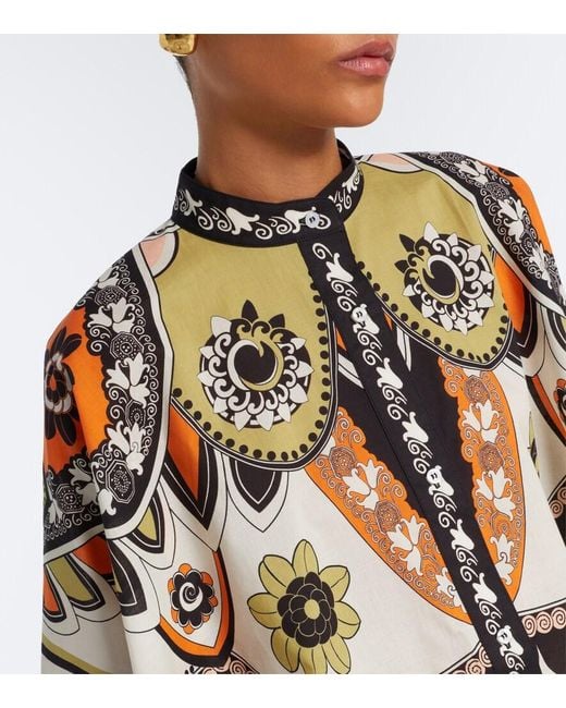 LaDoubleJ Multicolor Foulard Printed Cropped Cotton Shirt