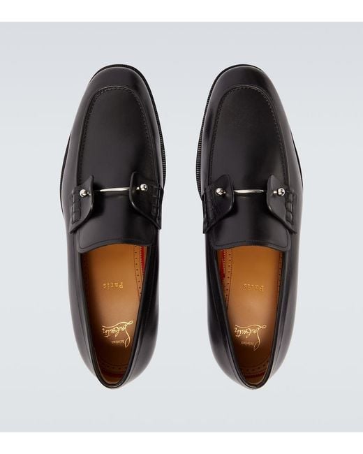 Christian Louboutin Black Chambelimoc Calf-Leather Derby Shoes for men
