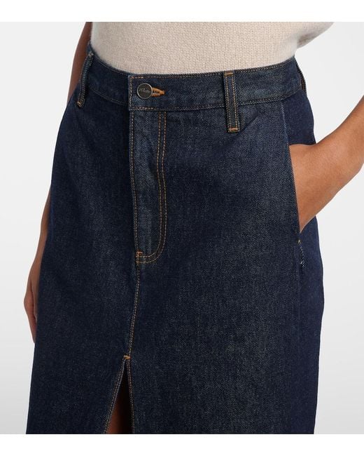 Khaite Blue Anden Denim Midi Skirt